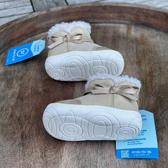 Stride Rite 360 Zia Champagne Boots Size 3M Golden Little Kids Fashion Boots New - Picture 8 of 9